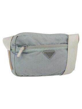 Authentic PRADA Shoulder Bag Nylon Light Blue Silver